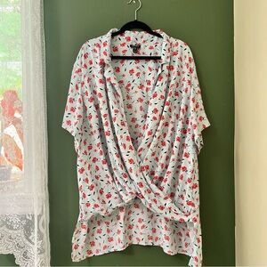Jones New York Floral Faux Wrap Blouse - 3X